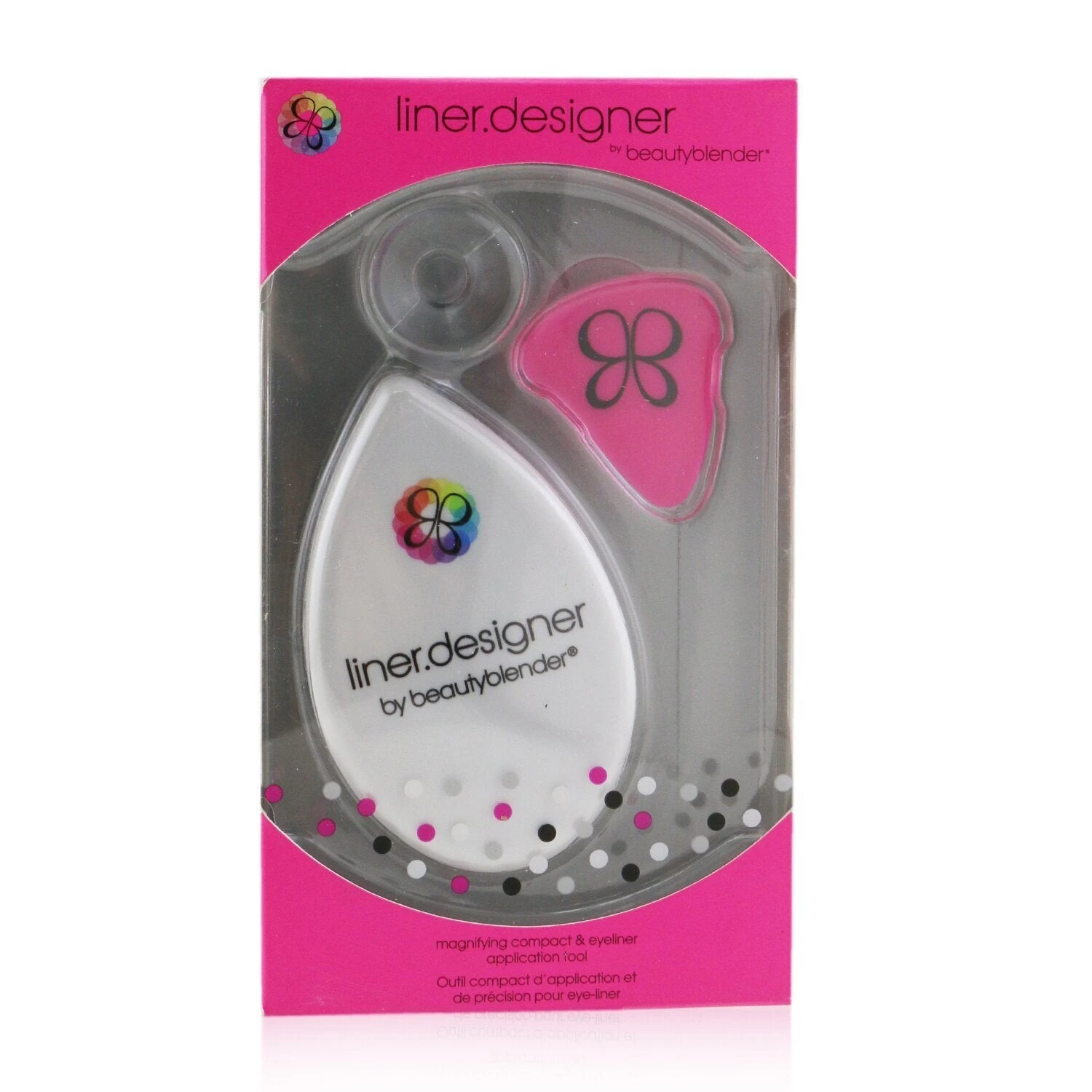 BeautyBlender Liner Designer (1x Eyeliner Application Tool, 1x Magnifying Mirror Compact, 1x Suction Cup) - Pro (White) 3pcs - Image 4