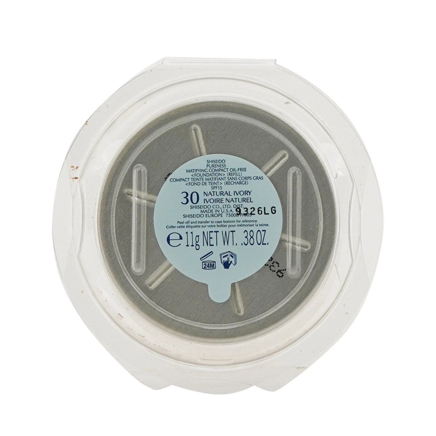 Shiseido Pureness Matifying Compact Oil Free SPF 15 Refill - 30 Natural Ivory 11g/0.38oz - Image 3