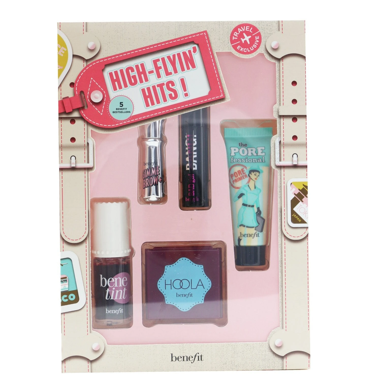 Benefit High Flyin' Hits! Set (1x Primer, 1x Bronzer, 1x Mascara, 1x Brow Gel, 1x Lip & Cheek Stain) 5pcs